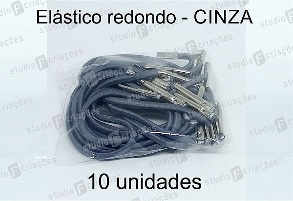 10 Elástico REDONDO cinza com terminal para agenda (medida 23cm)