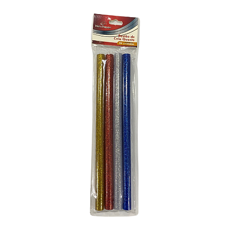 Kit 04 Bastões Cola Quente Colorido Glitter