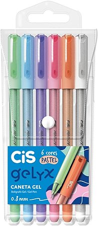 Caneta Gel Gelyx 0.8mm - Estojo c/ 06un - CIS - Ref 57117 - Pastel