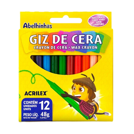 Giz de Cera Acrilex c/ 12 Cores - RF 9012