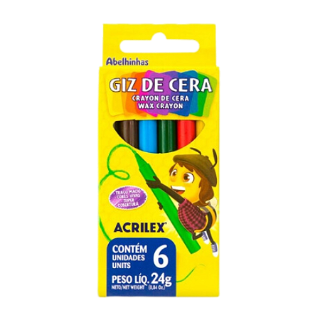 Giz de Cera Acrilex c/ 6 Cores - RF 9006