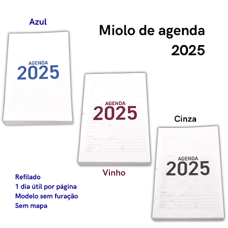 Miolo de Agenda 2025 - 13,5 cm x 20 cm