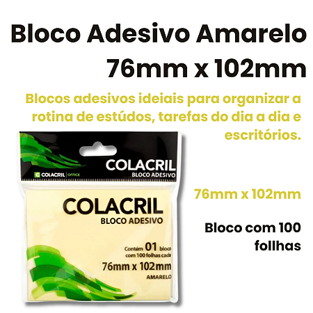Bloco Post It Adesivado 76x102mm - UN