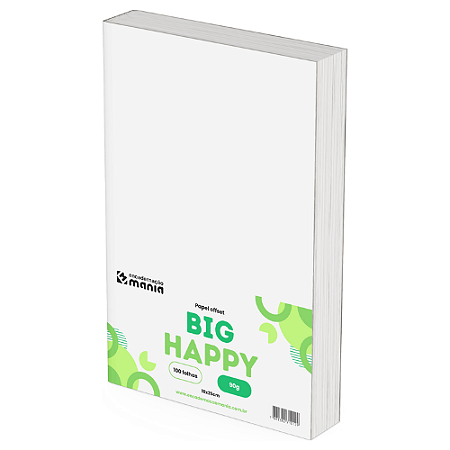 Pct c/ 100 fls Offset Big Happy 18x25cm