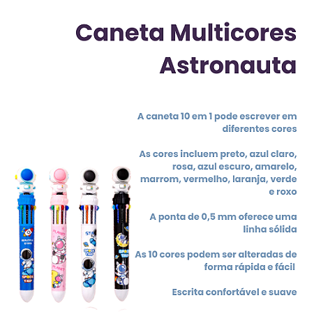 Caneta Fofa 10 Cores Astronauta