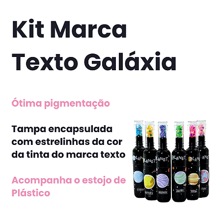 Kit 6 Marca Texto Garrafinha Galáxia