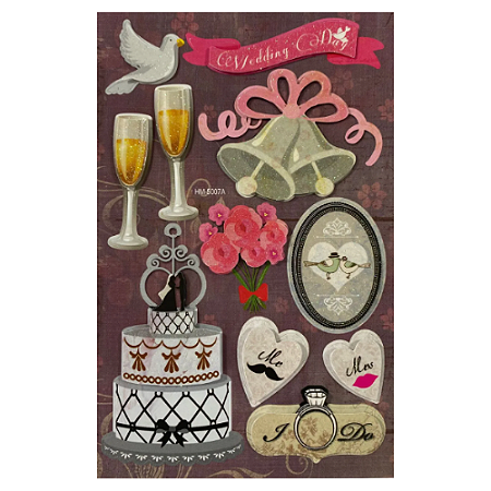 Adesivos Chipboard 3D Glitter - Wedding  - Art & Montagem