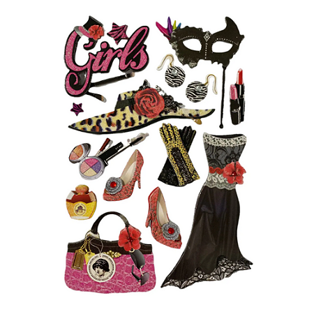 Adesivos Chipboard 3D Glitter Girls - Art & Montagem - CB046