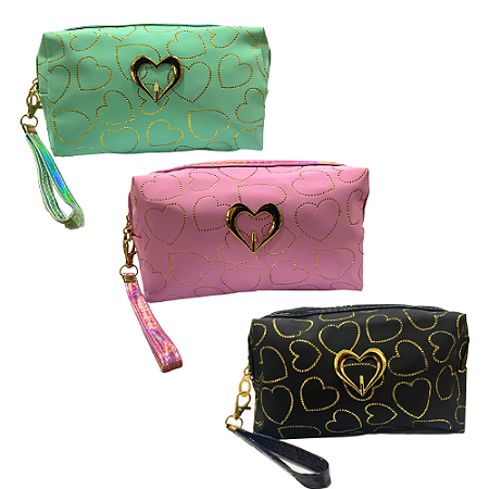 Necessaire Corações Dourados