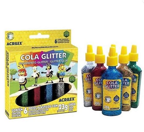 Cola Glitter Acrilex 23g - c/ 6 cores - RF 02923