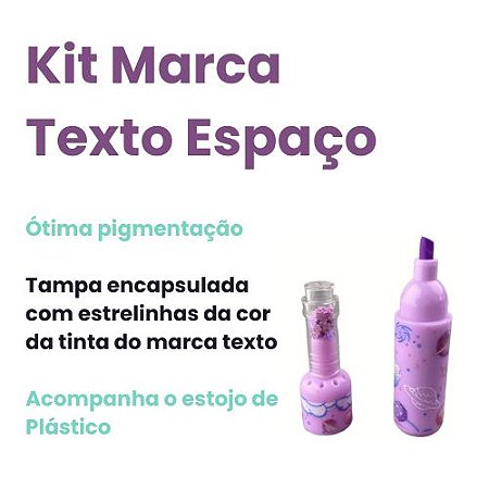 Kit c/ 06 Marca Texto Garrafinha Galáxia Colorida