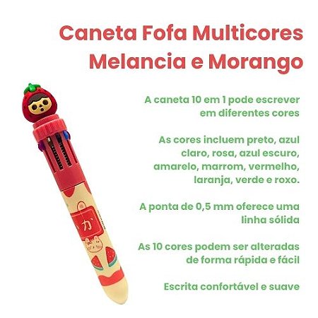 Caneta Fofa 10 Cores Melancia