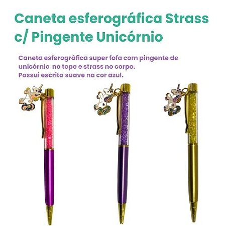 Caneta Esferográfica Luxo Unicórnio