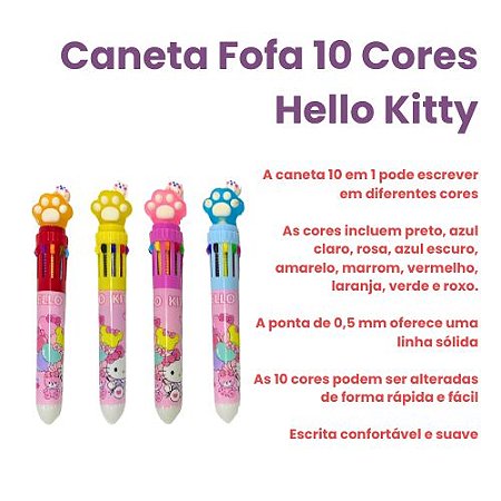 Caneta Fofa 10 Cores Hello Kitty