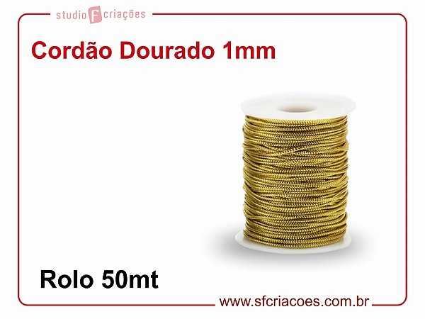 Cordao Dourado Metalico 1mm