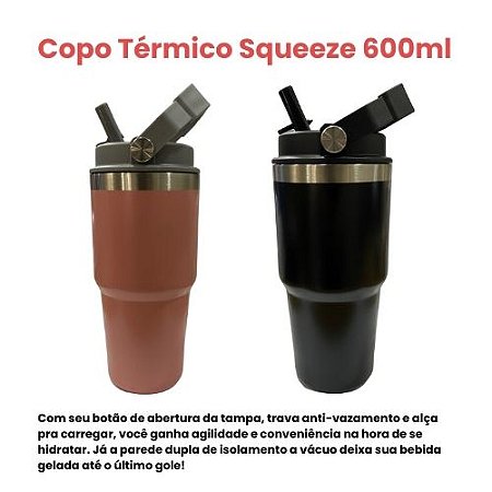 Copo Térmico 600ml com Tampa Inox