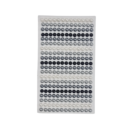 Cartela c/ 260 Meia Pérola Adesiva Colorida 6mm - Preto+Branco 261- Cod 13966
