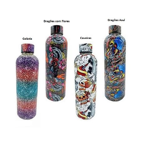 Garrafa Isotérmica Estampada com Dupla Camada de Aço - 720ml