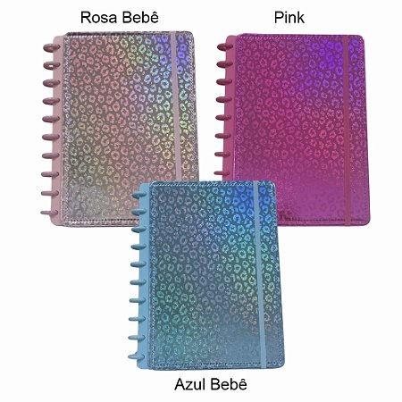 Caderno de Discos 20x26cm - Estampa Onça Cores c/ Efeito Holográfico