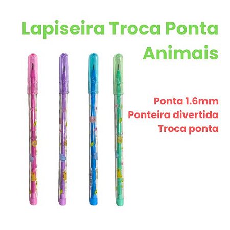 Lapiseira Troca Ponta - Animais Transparente
