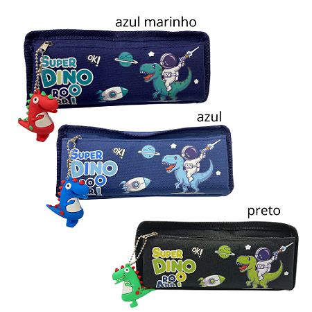 Estojo Super Dino c/ 2 Compartimentos - Poliéster