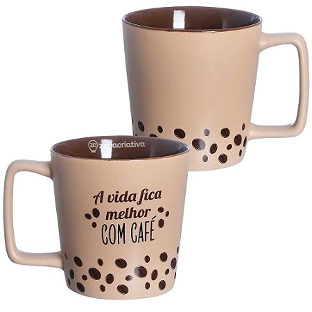 Caneca Buck Café 400ml em Cerâmica - Zona Criativa