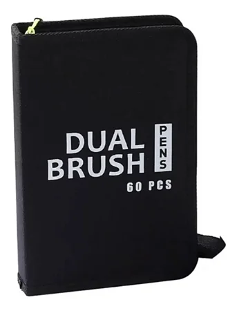 Estojo c/ 60 Canetas Ponta Dupla DUAL BRUSH Pens para Pintar Boobie Goods