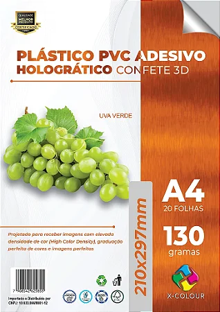 Vinil Holográfico Confete A4 Imprimível - PVC Adesivo 130g