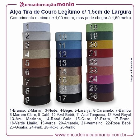 Alça Tira de Couro Legítimo c/ 1,5cm de Largura