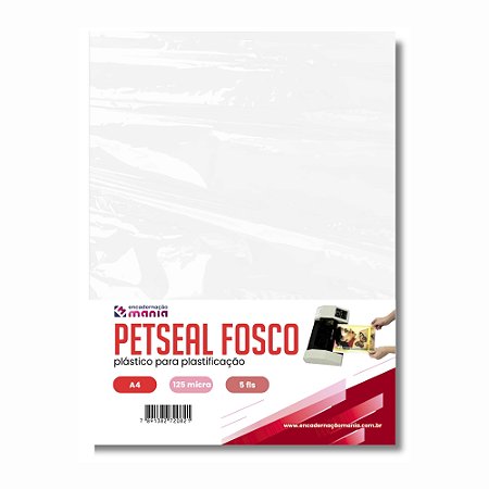 Pct c/ 05 fls PETseal Fosco A4 125 micra - Plástico Plastificação