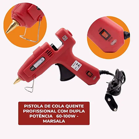 Pistola de Cola Quente Grande Profissional com Dupla Potência 60-100w e Dupla Voltagem 127v e 220v