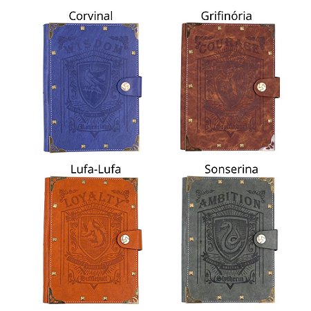 Fichario Harry Potter Couro c/ Fecho Botão 19x23cm