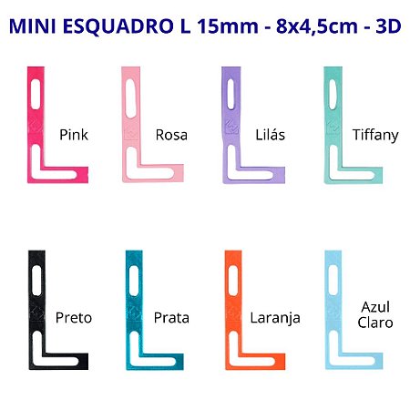 Mini Esquadro L 15mm - 8x4,5cm - Impressão 3D