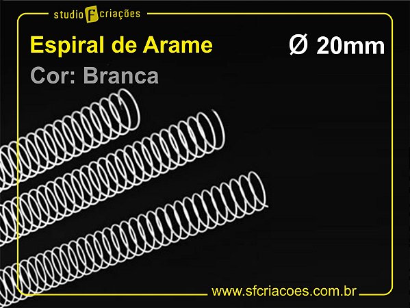 Espiral de Arame 20mm - Branco - 10 unidades