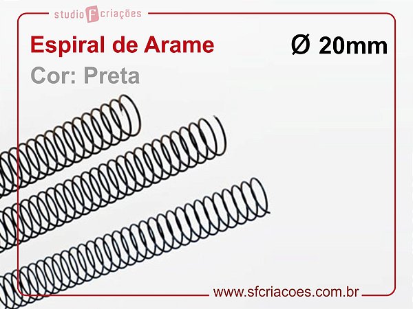 Espiral de Arame 20mm - Preto - 10 unidades