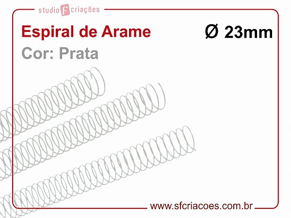 Espiral de Arame 23mm - Prata - 10 unidades