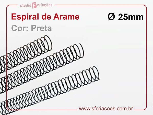 Espiral de Arame 25mm - Preto - 10 unidades