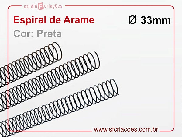 Espiral de Arame 33mm - Preto - 10 unidades