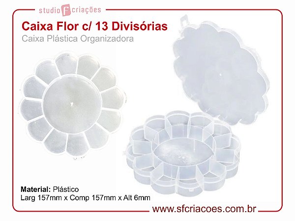 Caixa Plastica Organizadora - Formato de Flor c/ 13 Divisórias