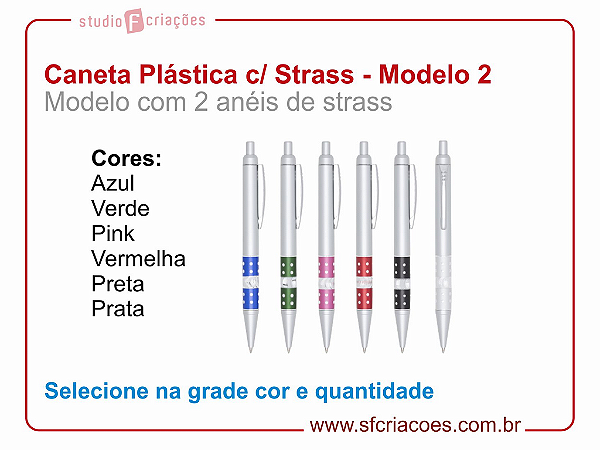 Caneta Plástica STRASS - Modelo 2