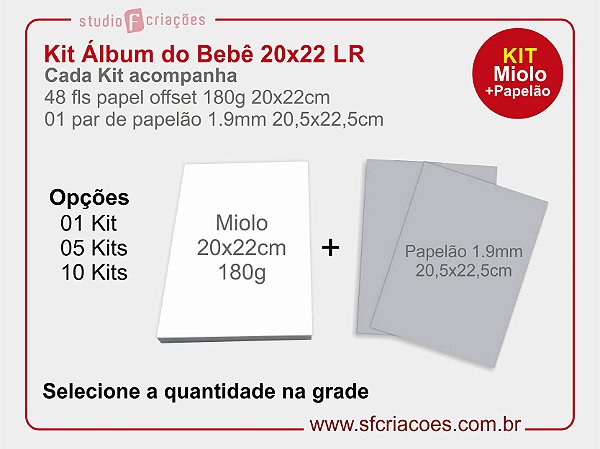Kit Livro ou Album do Bebe LR - 20x22cm