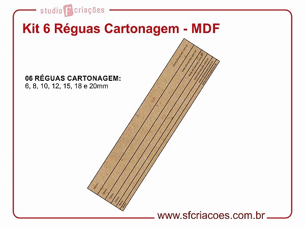 Kit 6 Réguas Cartonagem - MDF