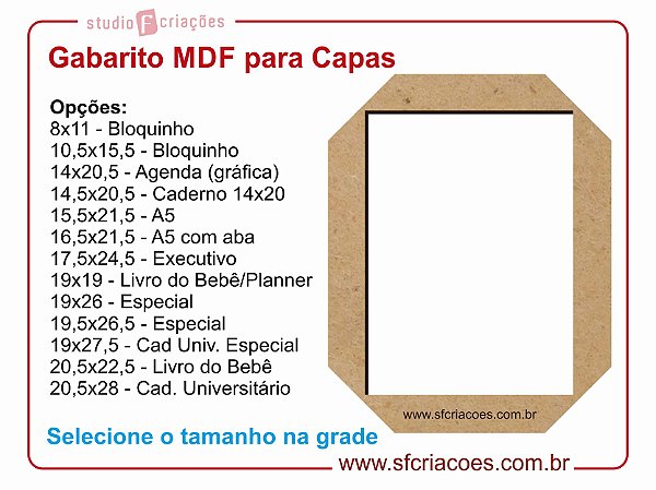 Gabarito MDF para Capas