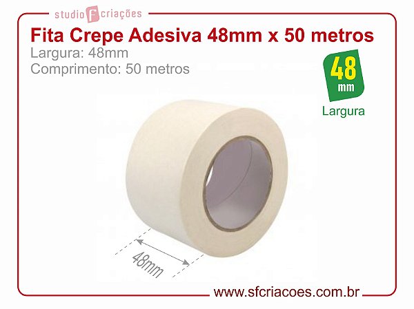 Fita Crepe Adesiva - Largura 48mm c/ 50 metros