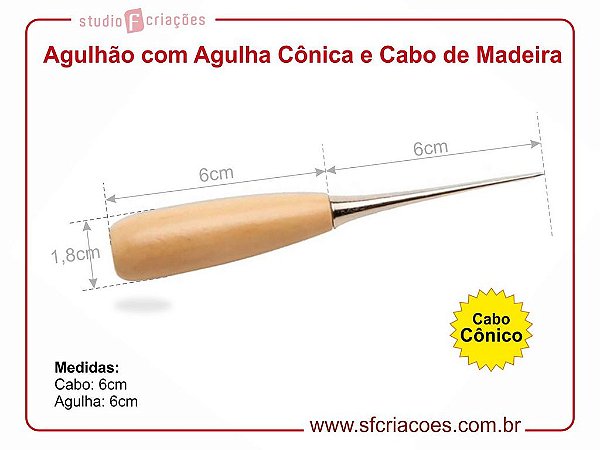 Agulhão - Furador manual com cabo de madeira e agulha cônica - MODELO 2