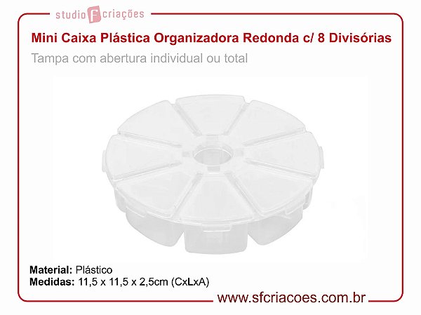 Mini Caixa Plástica Organizadora Redonda c/ 8 Divisórias