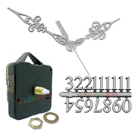 50 Jogos de Máquinas de relógio c/ alça + 50 Jogos de Ponteiros Luiz Xv G + 50 Cartelas de Números Arábico