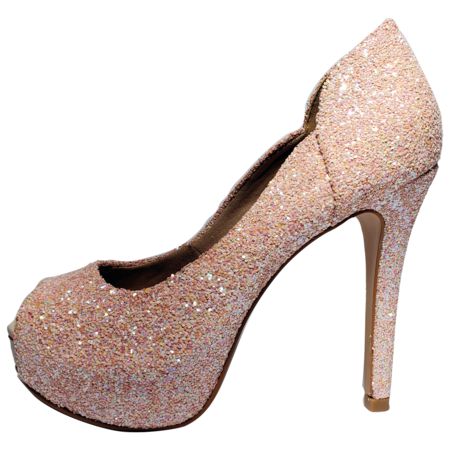 Peep Toe Glitter Furtacor Rosa Bebe Rosa Arco Iris