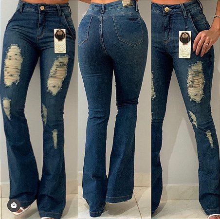 Calça Flare Destroyed