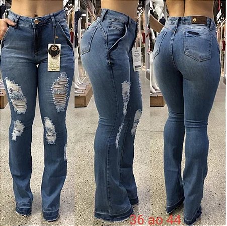 Calça Flare Navalhada bolso Faca .